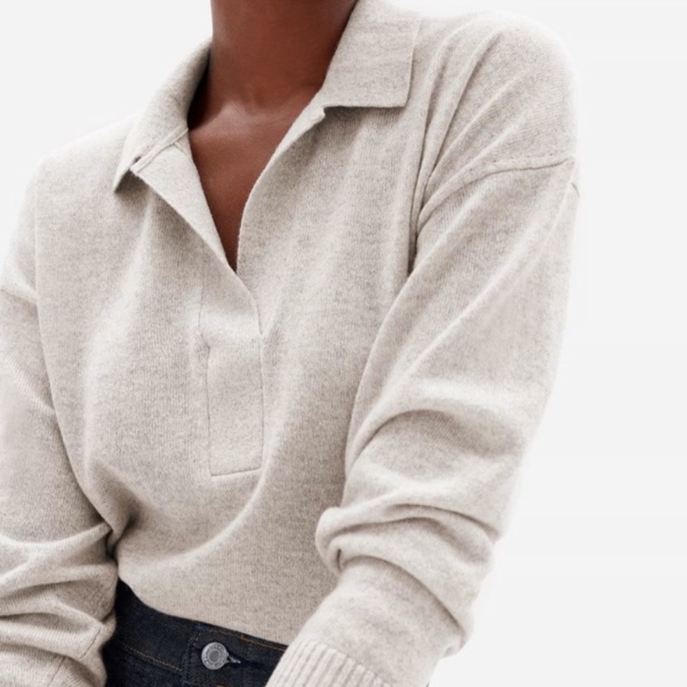 Everlane Cream Cashmere Polo Sweater